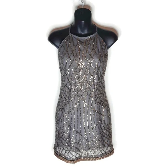 SAYLOR Goldy Sequin Beaded Mini Dress Cocktail Party Revolve XS 0 2 - Picture 3 of 9